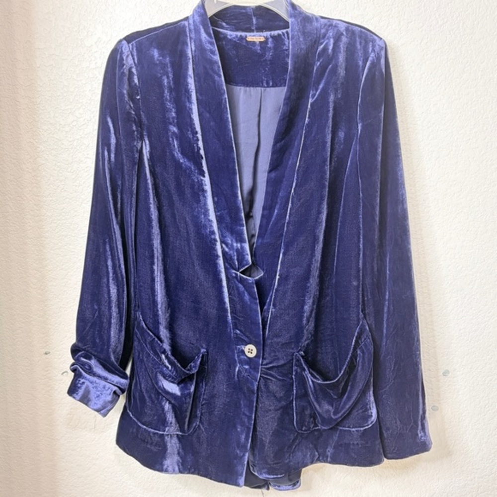 FREE PEOPLE PURPLE Velvet Unstructured Jacket Blazer BOHO Women's - Small